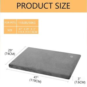 NEW Stylish Dog Bed Mat Dog Crate Pad Mattress Reversible, XX-Large, Grey